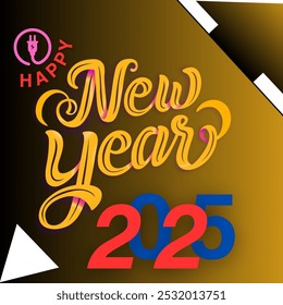 Colorful illustration celebrating 2025 with cheerful people, balloons, fireworks, and festive decorations. Perfect for New Year invitations and holiday greetings. - Powered by Shutterstock