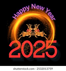 Colorful illustration celebrating 2025 with cheerful people, balloons, fireworks, and festive decorations. Perfect for New Year invitations and holiday greetings. - Powered by Shutterstock