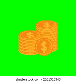 Colorful Label Promotional Animation Flat Style Money Sticker. Money Piled Up. Green Screen.