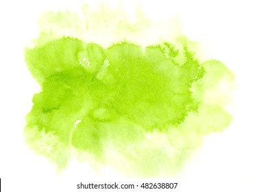 Colorful Lime Watercolor Stain With Water Color Paint Blot