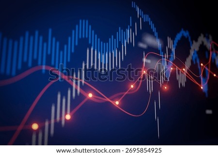 Colorful lines and bars create a dynamic visual representation of stock market data, showcasing fluctuations and trends that investors analyze for trading strategies.