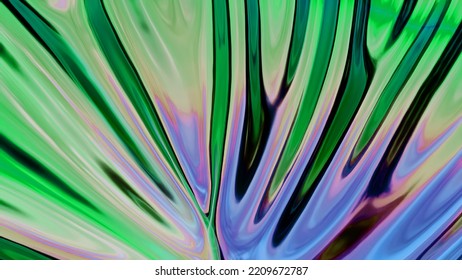 Colorful Liquid Abstraction With Thin Film Effect. 3D Image Of Trendy Wavy Illustration