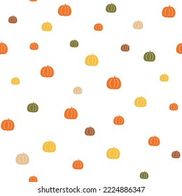 Colorful little pumpkin seamless pattern autumn hand drawing repeat background  Cute tiny halloween Thanksgiving day pumpkins print  Fall surface design  wallpaper wrap paper 