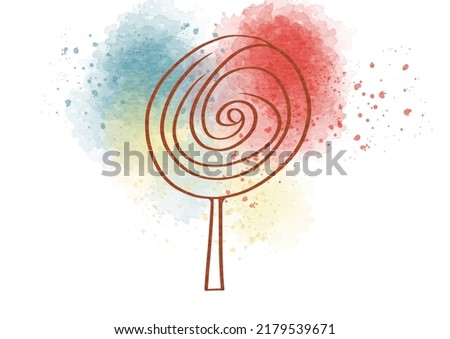 a colorful lollipop, watercolor painting