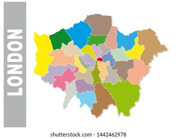 Colorful London administrative and political map