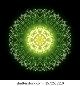 Colorful Mandala, bright energy with black background