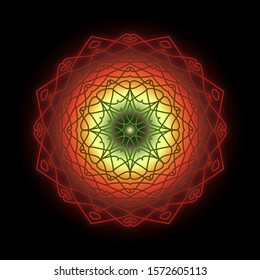Colorful Mandala, bright energy with black background