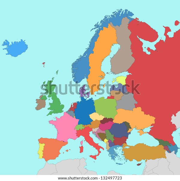 Colorful Map Europe Stock Illustration 132497723