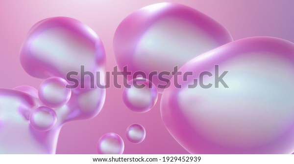 Colorful metallic gradient, flowing reflective waves abstract background. liquid metal, peaceful motion. 3D rendering 