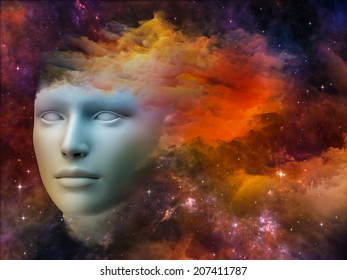 Colorful Mind series. Background design of human head and fractal colors on the subject of mind, dreams, thinking, consciousness and imagination - Shutterstock ID 207411787