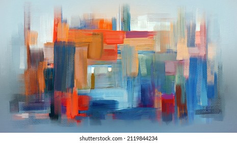 Colorful modern artwork, abstract paint strokes, sky blue oil painting on canvas. Acrylic art, artistic texture. Brush daubs and smears grungy background, hand painted pattern