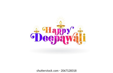 Colorful modern Diwali Deepawali festival celebration logo creative poster vintage background with typography