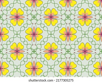 Colorful, Modern Floral Pattern Images Can Be Used For Fabric Printing And Other Materials Such As Textures.  Tile Pattern, Linoleum Pattern, Table Cloth Pattern, Etc.