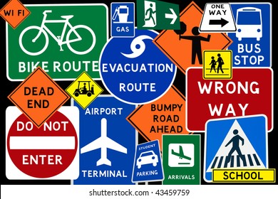 Colorful Montage Traffic Road Signs Stock Illustration 43459759 ...