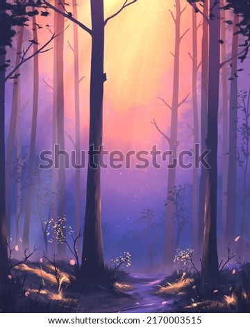 Colorful morning in the forest