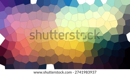 A colorful mosaic pattern composed of hexagonal shapes in various colors, arranged in a...