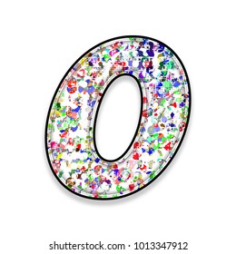 Colorful Multicolor Paint Splatter Style Number Zero 0 In A 3D Illustration With A Messy Paint Splash Effect In A Basic Bold Font Isolated On A White Background With Clipping Path.