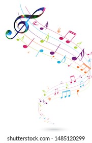 Colorful Music Notes Background Isolated On Stock Illustration 1485120299