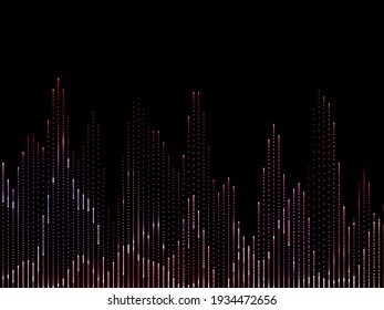 Colorful music spectrum analyzer isolated on black background on subject of music, sound, digital multimedia and modern technology.