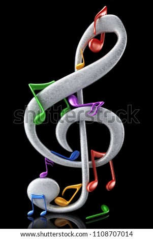 Colorful musical notes - 3d render