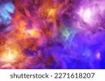 Colorful nebula gas cloud in outer space star background 3D rendering