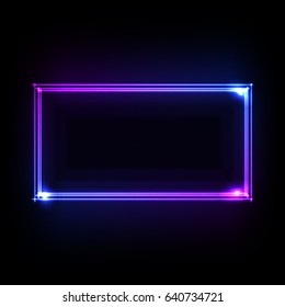 Neon Rectangle Frame Neon Lights Horizontal Stock Vector (Royalty Free ...