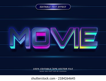 Colorful Neon Movie Text Effect Editable 