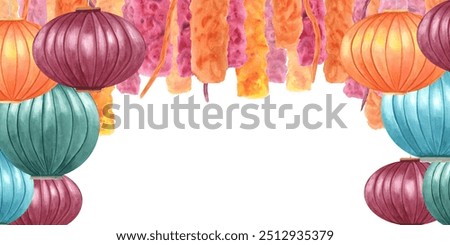 Similar – Image, Stock Photo Floating colorful paper lanterns against a dark sky