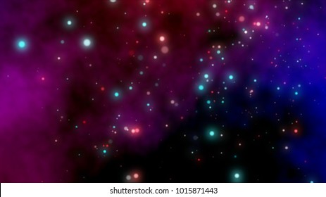 Colorful Particles Flying In Galaxy Motion Cgi Background