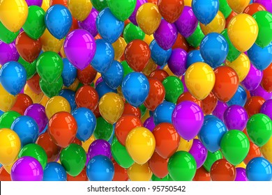 Colorful Party Balloon Background With Dozens Of Balloons