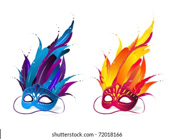 Colorful party masks in blue and red color - Powered by Shutterstock