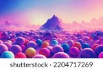 Colorful pastel candy landscape as fantasy background illustration