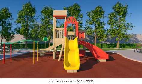 Colorful Playground.(3D Rendering)