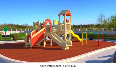 Colorful Playground.3D Rendering.