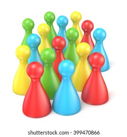 Colorful playing figures in crowd. 3D render illustration isolated on white background - Shutterstock ID 399470866