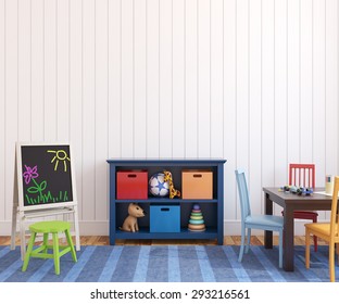 Colorful Playroom Interior. 3d Render.