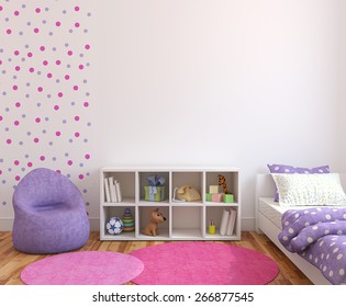 Colorful Playroom Interior. 3d Rendering.