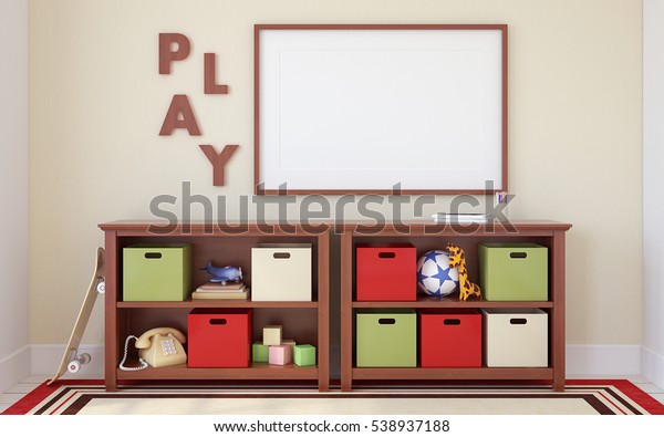 Download Colorful Playroom Interior Mockup Interior Poster Stock Illustration 538937188 PSD Mockup Templates