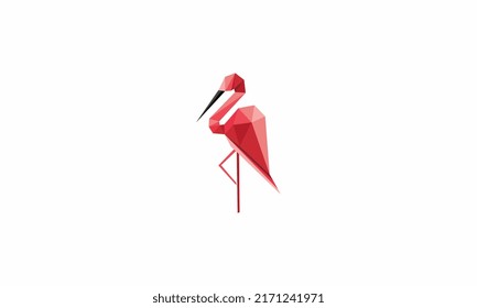Colorful Polygon Flamingo Bird For Logo Illustration And Simple Logo