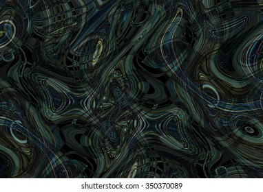 Colorful psychedelic background made of interweaving curved shapes. Illustration