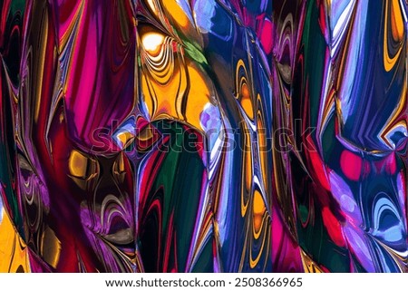 Colorful psychedelic background made of interweaving curved shapes