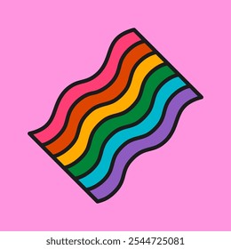 Colorful rainbow flag illustration on a pink background. Rainbow flag symbolizing diversity and pride. Rainbow flag design for LGBTQ+ pride and celebration. LGBTQ+ rainbow flag. - Powered by Shutterstock