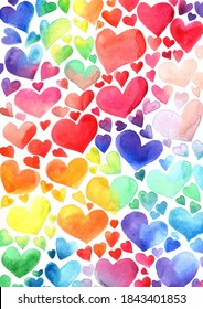 Colorful Rainbow Hearts Background For Decoration On LGBTQ Concept Events.