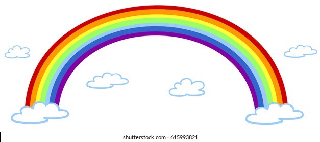 Colorful Rainbow Illustration Clouds Gay Pride Stock Illustration 615993821