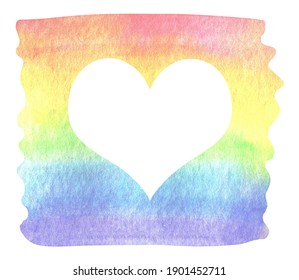 Colorful rainbow watercolor texture. Isolated on white background. Lgbt gay pride rainbow