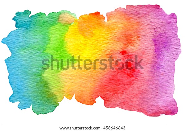 カラフルな虹の水彩のテクスチャー 白い背景に のイラスト素材