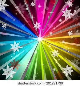 Colorful Rays Background Meaning Light Radiating And Flowers 