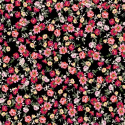 Colorful Red  Floral With Rose Flowers Pattern, Watercolor Hand Drawing Style On Black Background