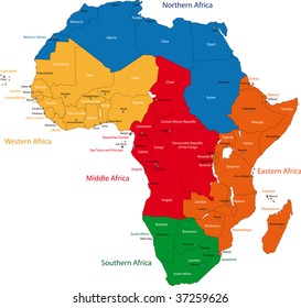 Similar Images, Stock Photos & Vectors of Africa regions political map ...