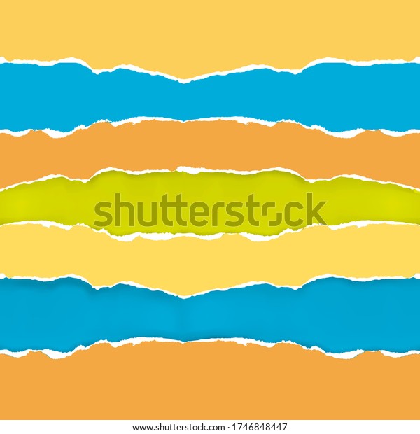 Colorful ripped paper,\
advertising background.\
Illustration of colorful horizontal ripped\
paper stripes.